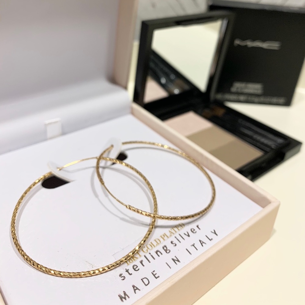 18k Gold Plated Sterling Silver Hoop Earring +gift